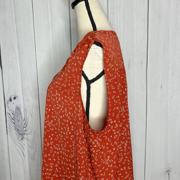 Que Zhu Womens Red Sleeveless Blouse Sz 2XL V-Neck Stretch - Picture 5 of 10